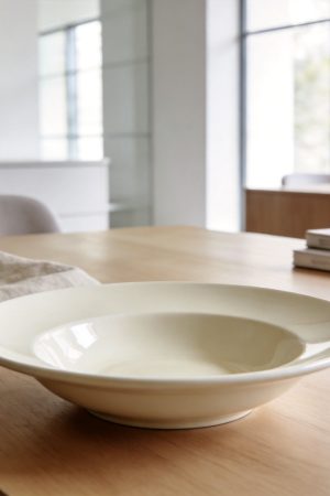 Wide-Shallow Pasta Bowl in Cream White